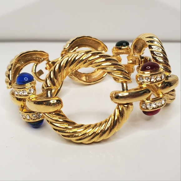 Exceptional & Rare Vintage GIVENCHY Chunky Mogul Jeweled Bracelet - Picture 2 of 10